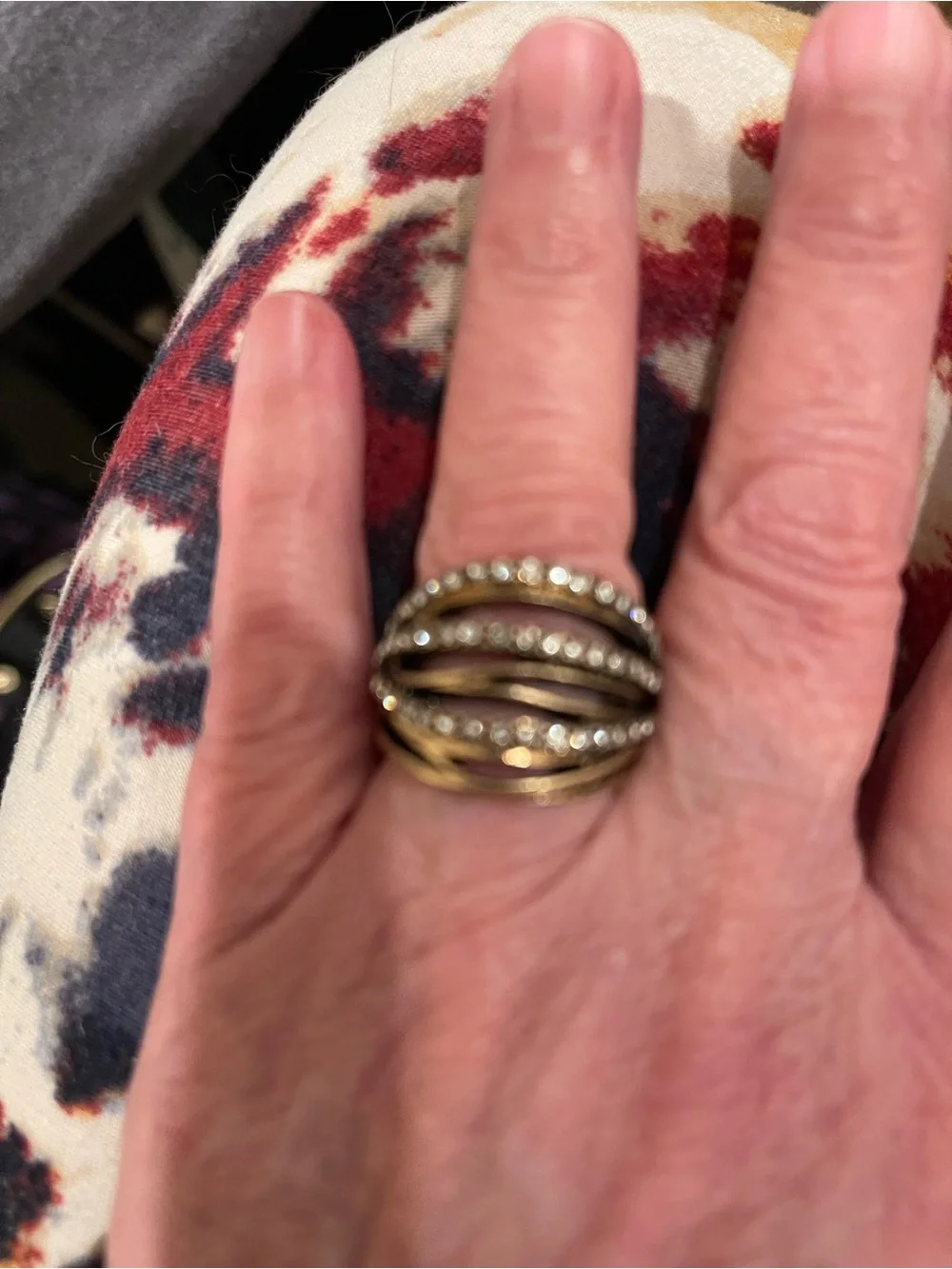 Gold Multi-Band Crystal Ring - Women Jewelry